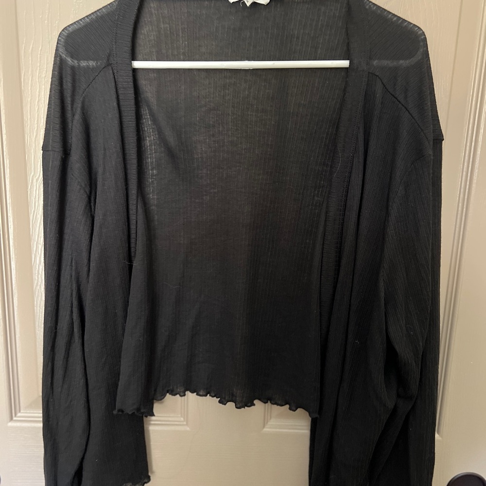 Women's Black Open-Front Sweater